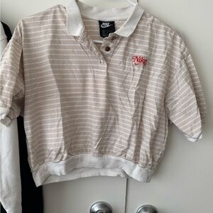 Nike Polo Shirt - Beige and White